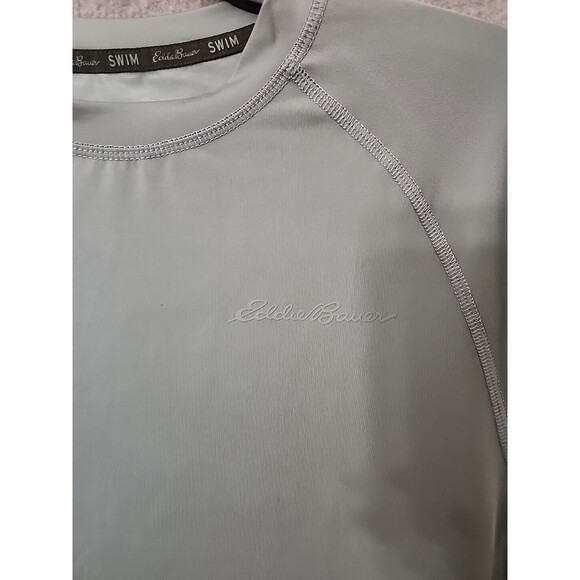EDDIE BAUER Rash Guard Shirt Mens M Sage Green Short Sleeve Swim Beach Surf NEW - Picture 3 of 7